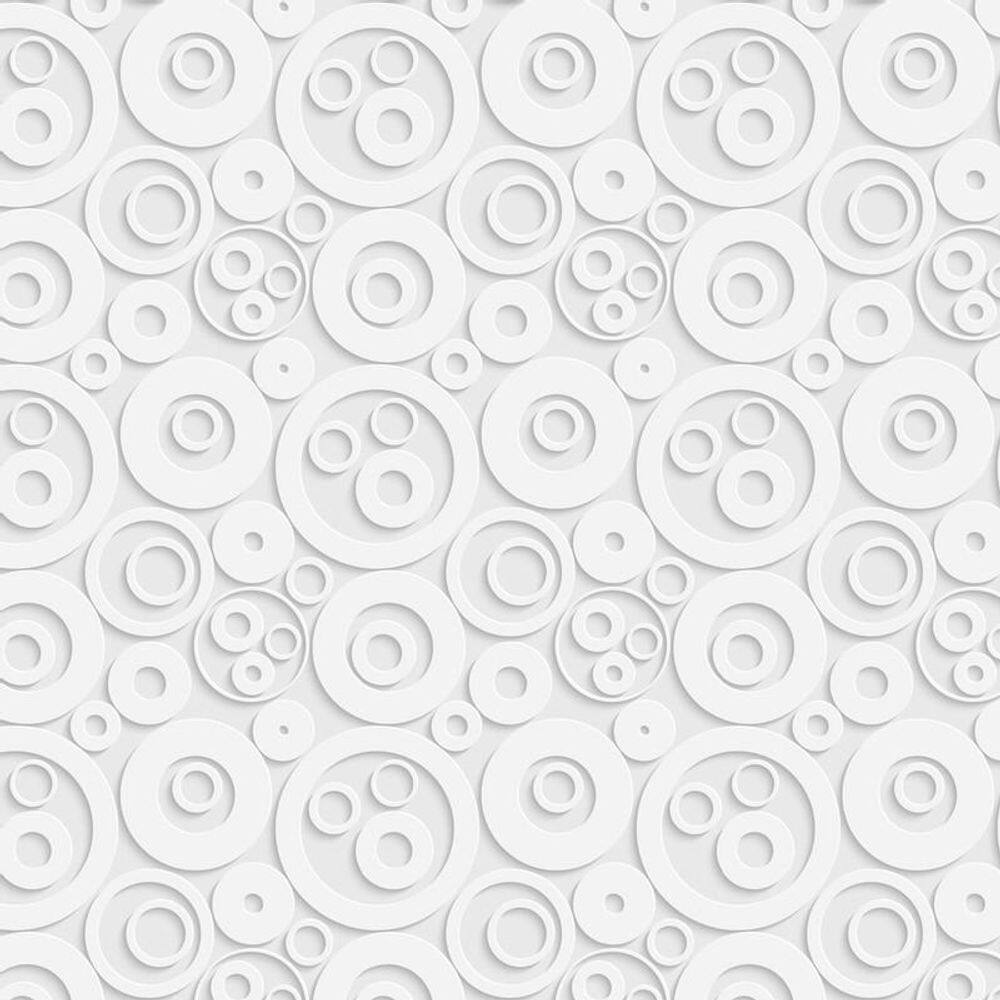 Papel De Parede Textura Branca Com Circulos 3D Sala Quarto