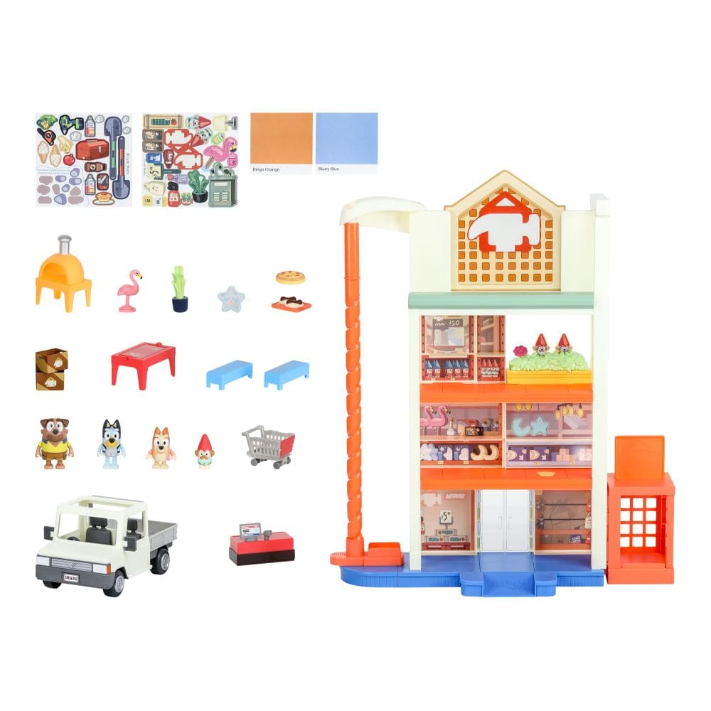 Conjunto Playset Bluey Hammerbarn Shopping Center Mega Set 56 cm com acc
