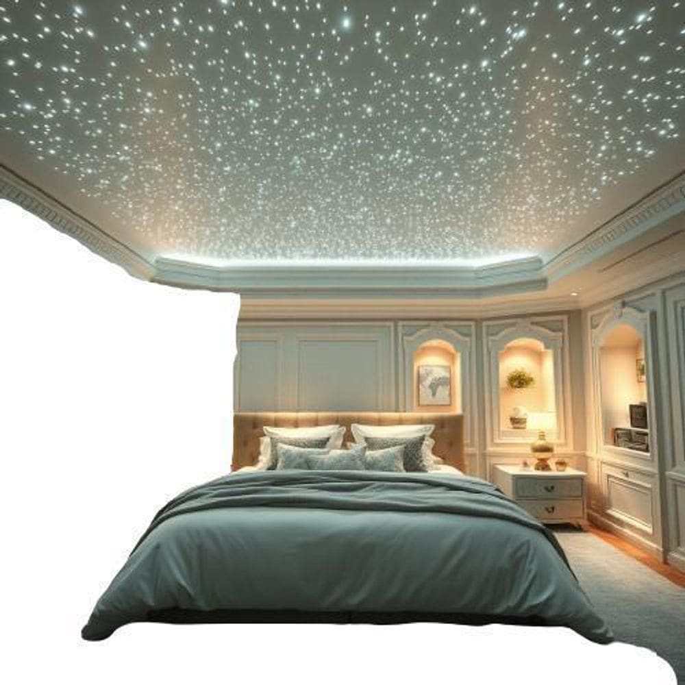 Kit Luminado 400 Pontos Fibra Ótica Rgb Dinâmico