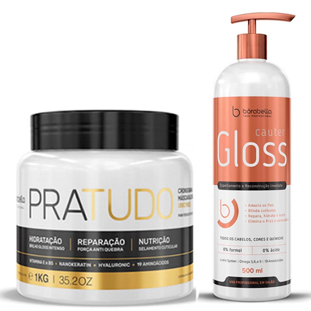 Kit Máscara Pratudo 1kg e Cauter Gloss 500ml Bórabella