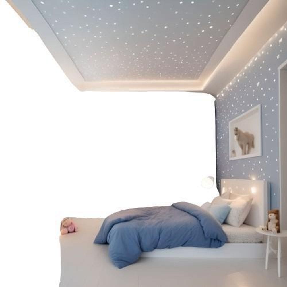 Kit Fibra Ótica Estrelado Branco 500 Pontos Teto Iluminação