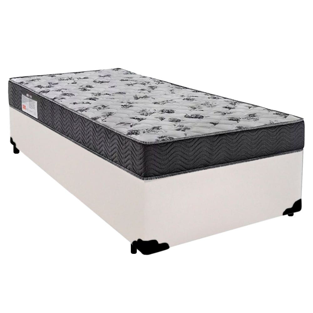 Cama Box Solteiro Sintético + Colchão De Espuma D33 - SerenePrime - 88cm Branco