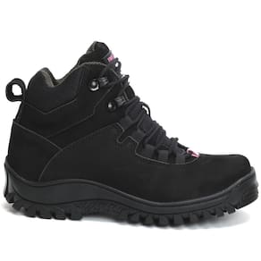 Bota Adventure Couro Feminina Nobuck Cadarço Cano Médio