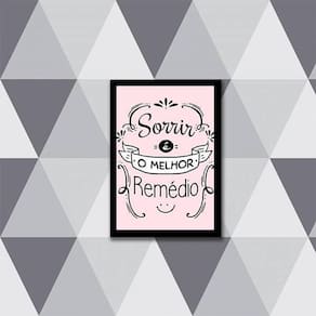 Quadro Sorrir É O Melhor Remédio 45X34Cm Com Vidro Preta