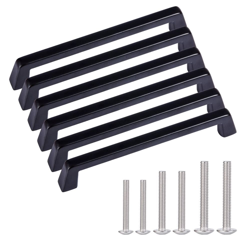 Cabinet Pull AOKENBAO Black 18 cm Solid Drawer Pull, pacote com 6