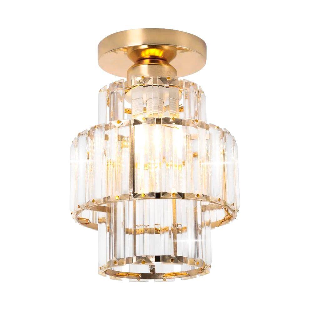 Luminária de teto Yhtlaeh Crystal Flush Mount Chandelier