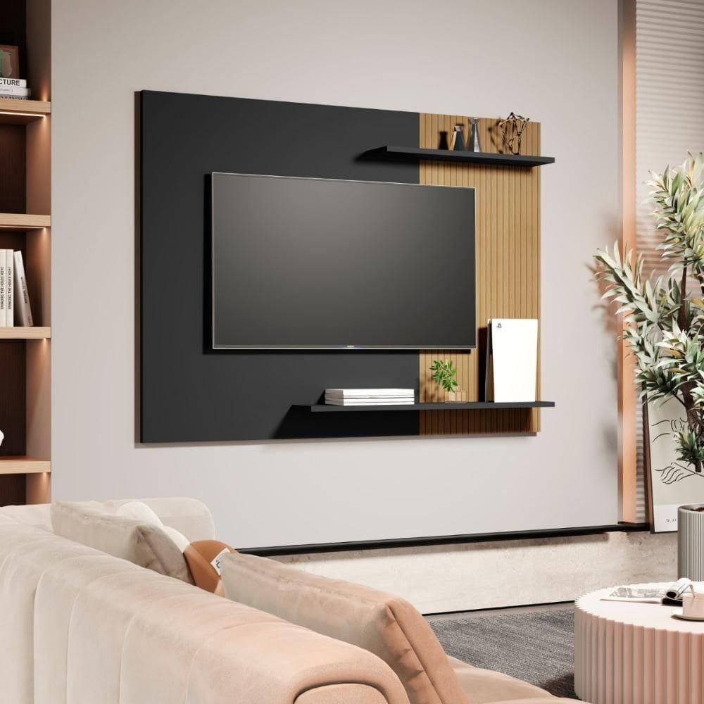 Painel para TV 50 Polegadas La Spazia Preto Ripado