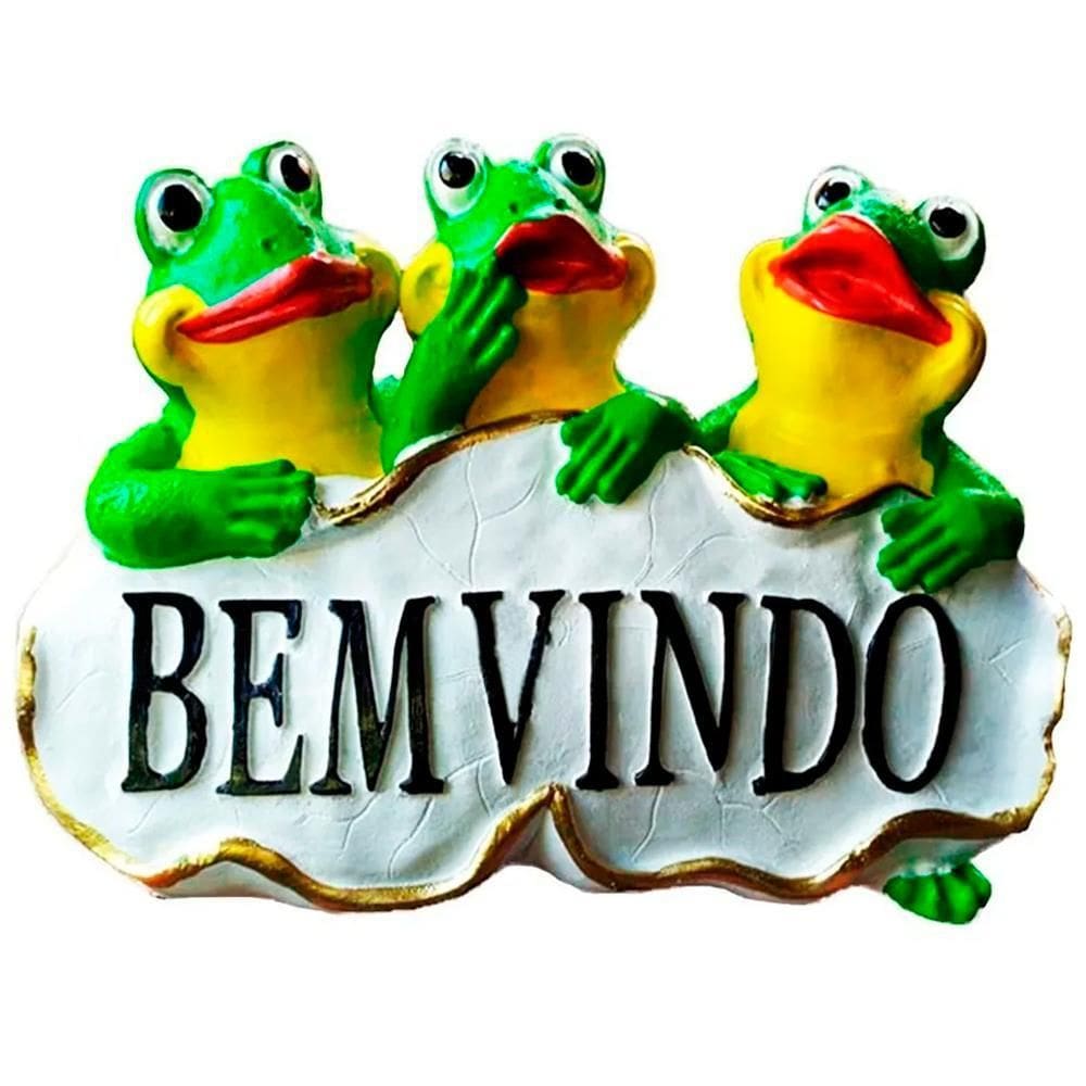 Trio Sapos Bem-Vindo De Aparador Sala-Escritório Branco