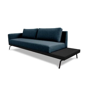 Sofá 3 Lugares Matteo com Mesa de Apoio Direita Linho Azul 180 cm