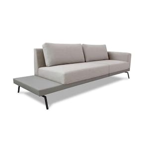 Sofá 3 Lugares Matteo com Mesa de Apoio Esquerda Linho Bege 240 cm