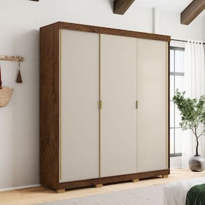 Guarda-Roupa Garibaldi 3 Portas 4 Gavetas 100% Mdf Imbuia/Marrom Claro - Pnr Móveis