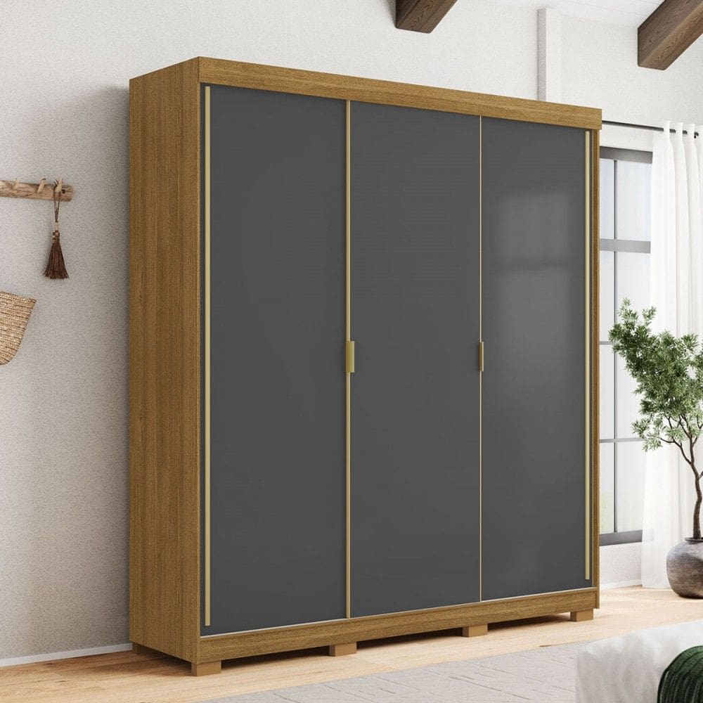 Guarda-Roupa Garibaldi 3 Portas 4 Gavetas 100% Mdf Natural/Alasca - Pnr Móveis