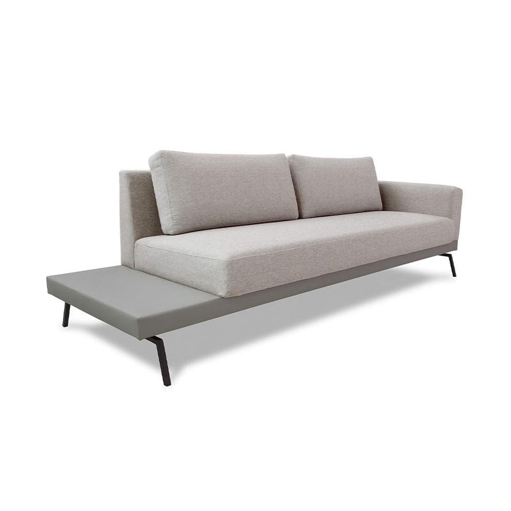 Sofá 3 Lugares Matteo com Mesa de Apoio Esquerda Linho Bege 210 cm