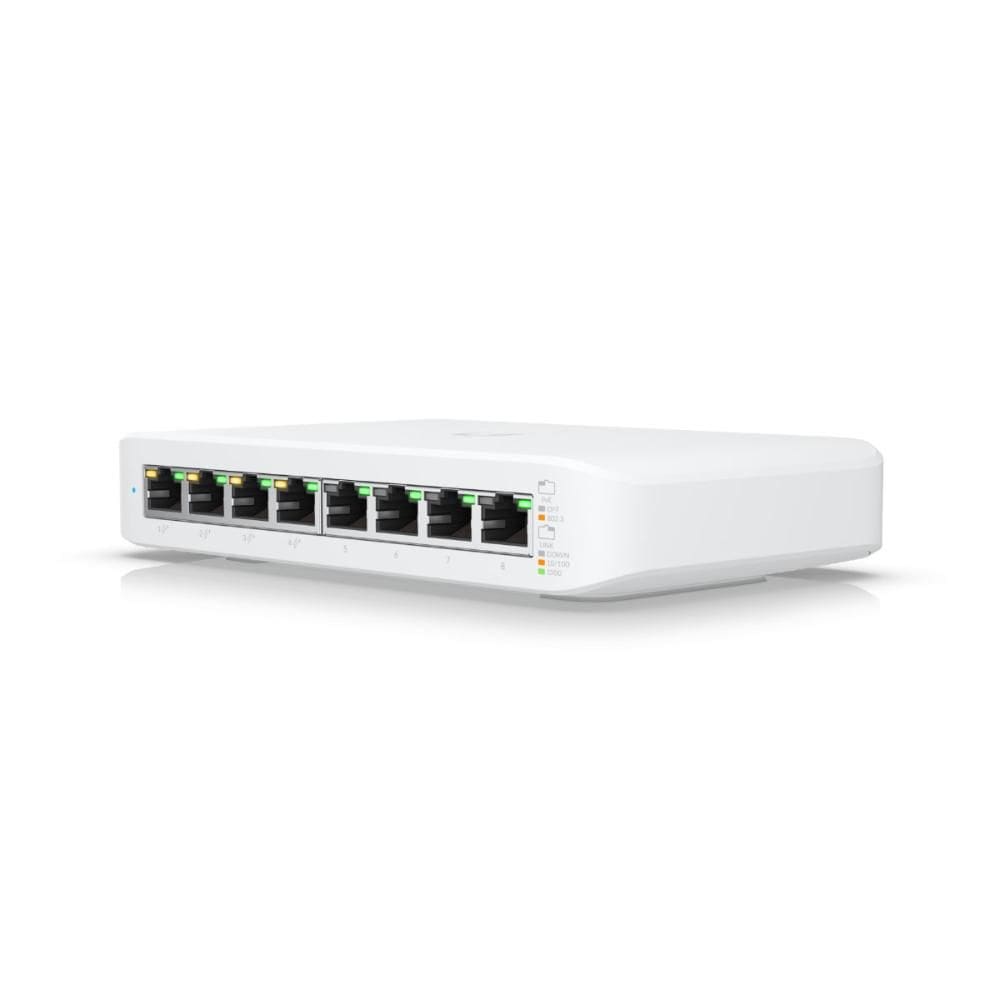 Switch 8 Portas Ubiquiti UniFi - Gigabit - PoE/PoE+ - 52W - Montagem em parede - USW-LITE-8-POE
