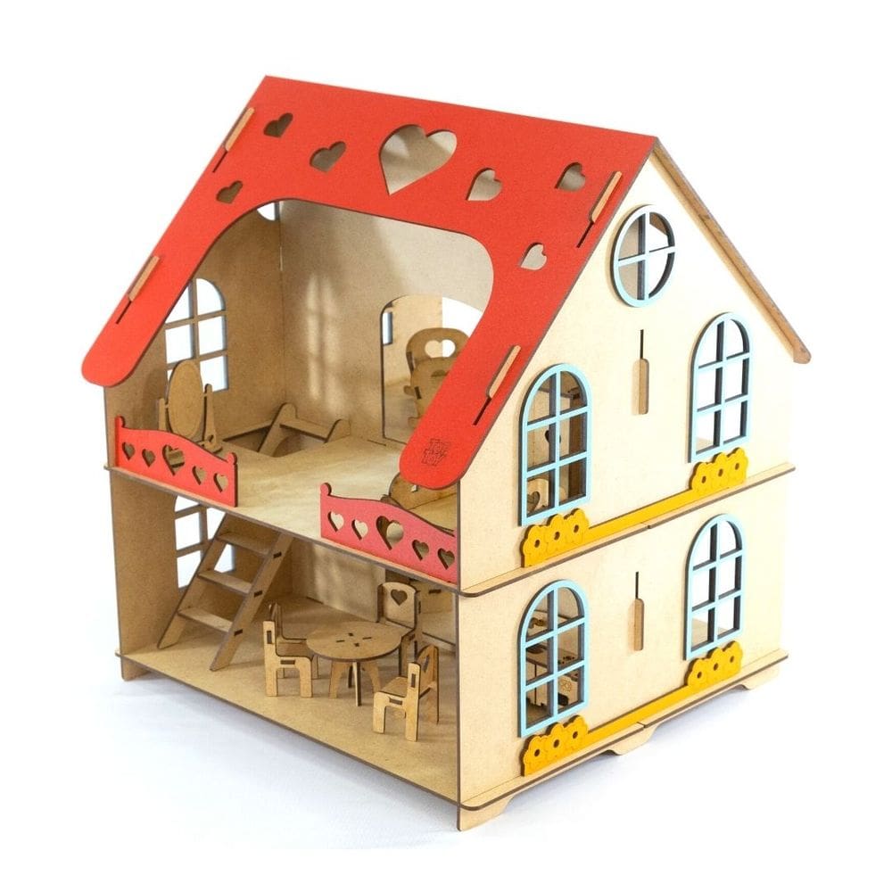 Casinha de Bonecas Madeira com Móveis KitopToy
