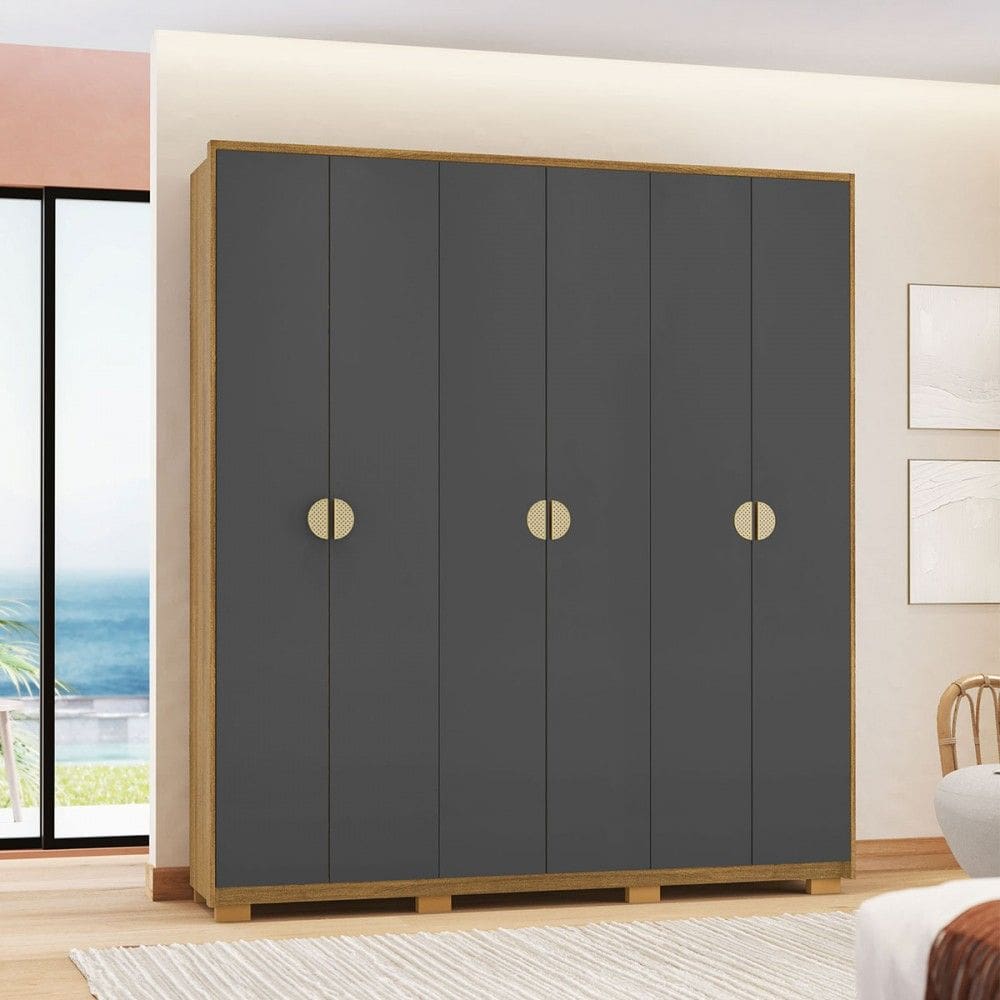 Guarda-Roupa Igaratá 6 Portas 4 Gavetas Natural/Alasca - Pnr Móveis