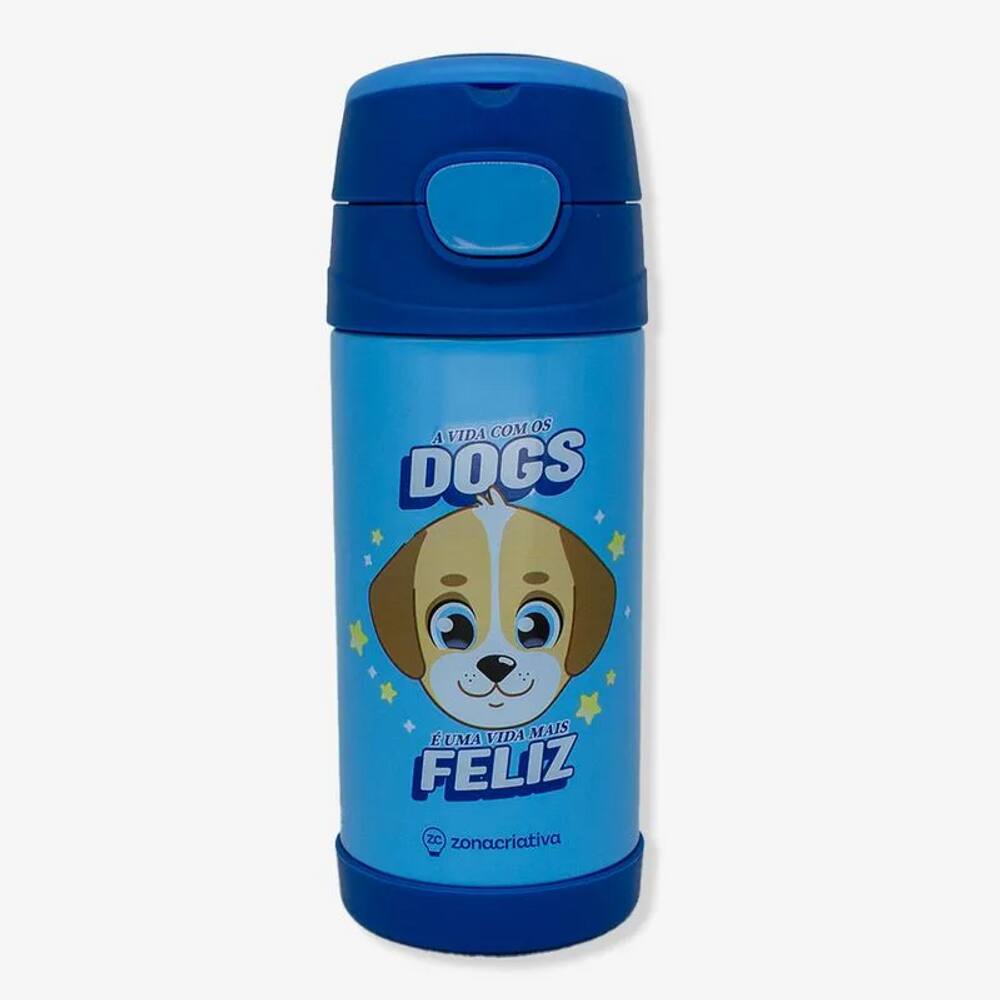Garrafa Top Handle Infantil 350ml Com Adesivo Eu Amo Dogs 10073117