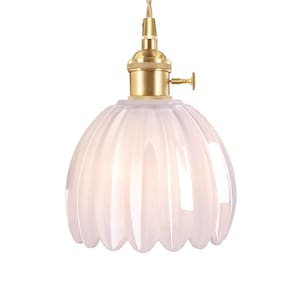 Luminária pendente Shenmoyl Mini com abajur de vidro tulipa branca