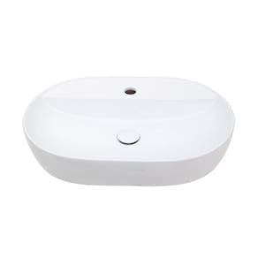Cuba de Apoio para Banheiro Oval Louça Cerâmica Cianita Pingoo.casa - Branco