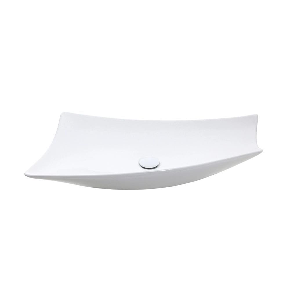 Cuba de Apoio para Banheiro Oval Louça Cerâmica Petalita Pingoo.casa - Branco