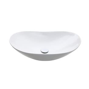 Cuba de Apoio para Banheiro Oval Louça Cerâmica Esfena Pingoo.casa - Branco