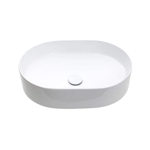 Cuba de Apoio para Banheiro Oval Louça Cerâmica Neptunita Pingoo.casa - Branco