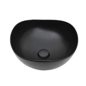Cuba de Apoio para Banheiro Oval Louça Cerâmica 37cm Obsidiana Pingoo.casa - Preto