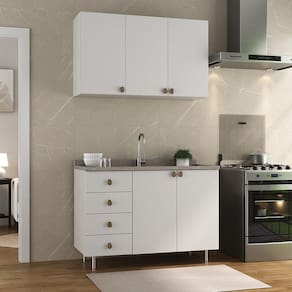 Cozinha Compacta Maranello 100% MDF 5 PT 4 GV Branco
