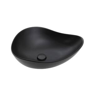 Cuba de Apoio para Banheiro Oval Louça Cerâmica 51cm Obsidiana Pingoo.casa - Preto