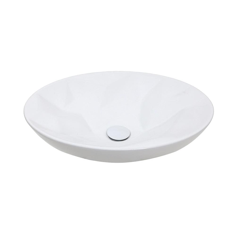 Cuba de Apoio para Banheiro Oval Louça Cerâmica Titanita Pingoo.casa - Branco