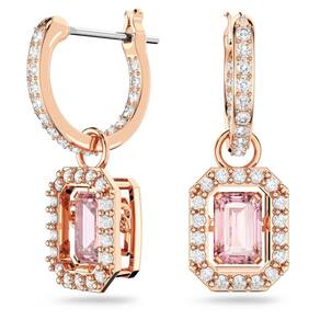 Brincos Swarovski Una Drop Octagon Cut em cristal rosa