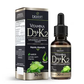 Vitamina D3+K2 Gotas 30ml Sabor Limão com Menta - Bioklein