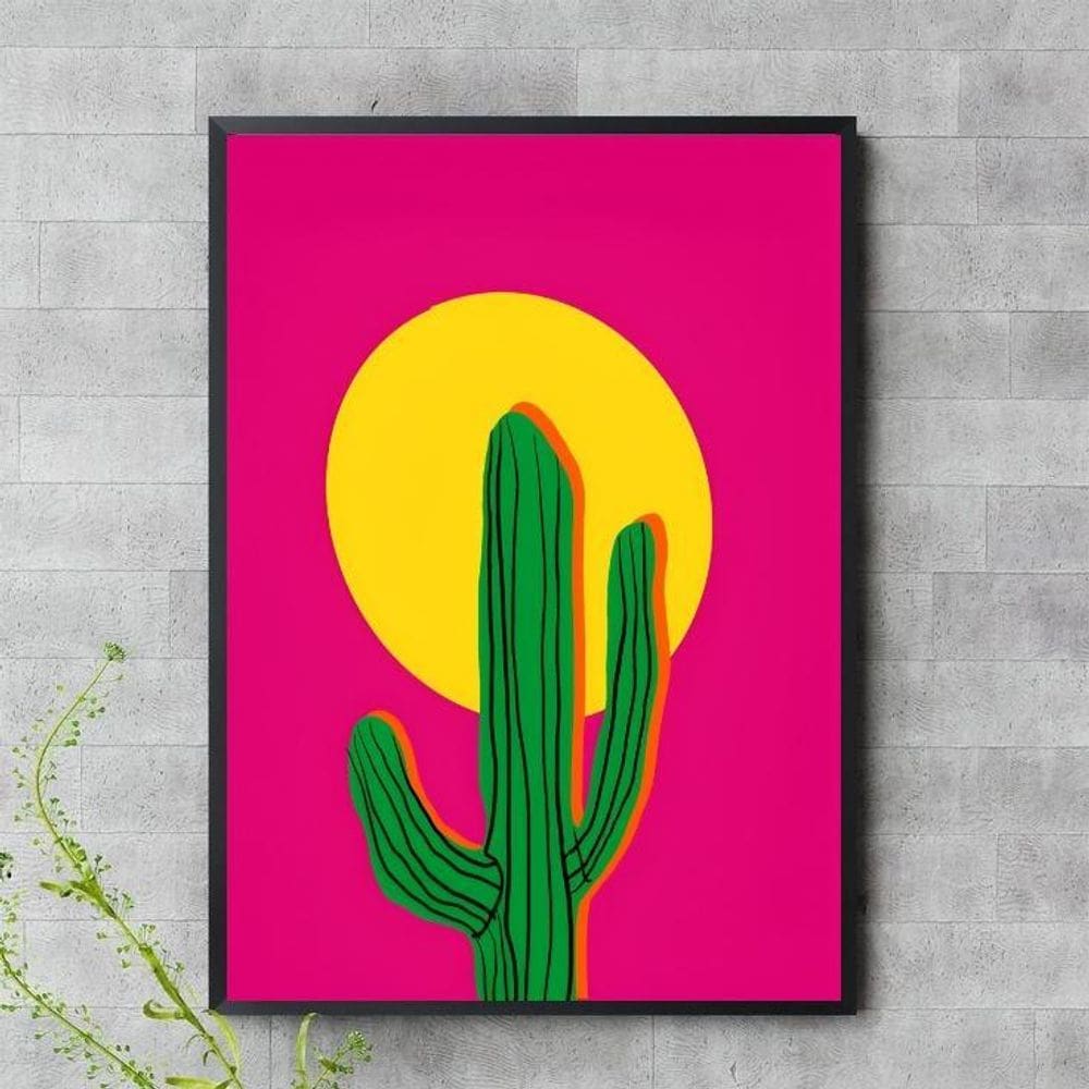 Quadro Decorativo Cacto Pink 24X18Cm