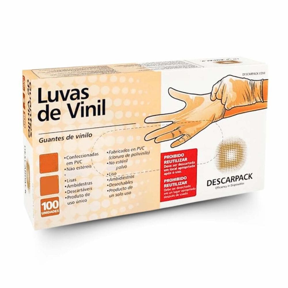 Luvas De Procedimentos Descarpack Vinil M Com Pó 100und