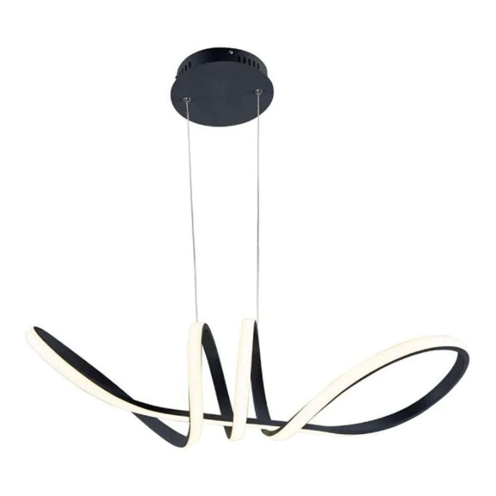 Lustre Pendente Led Infinito Preto Tecnologia Switch