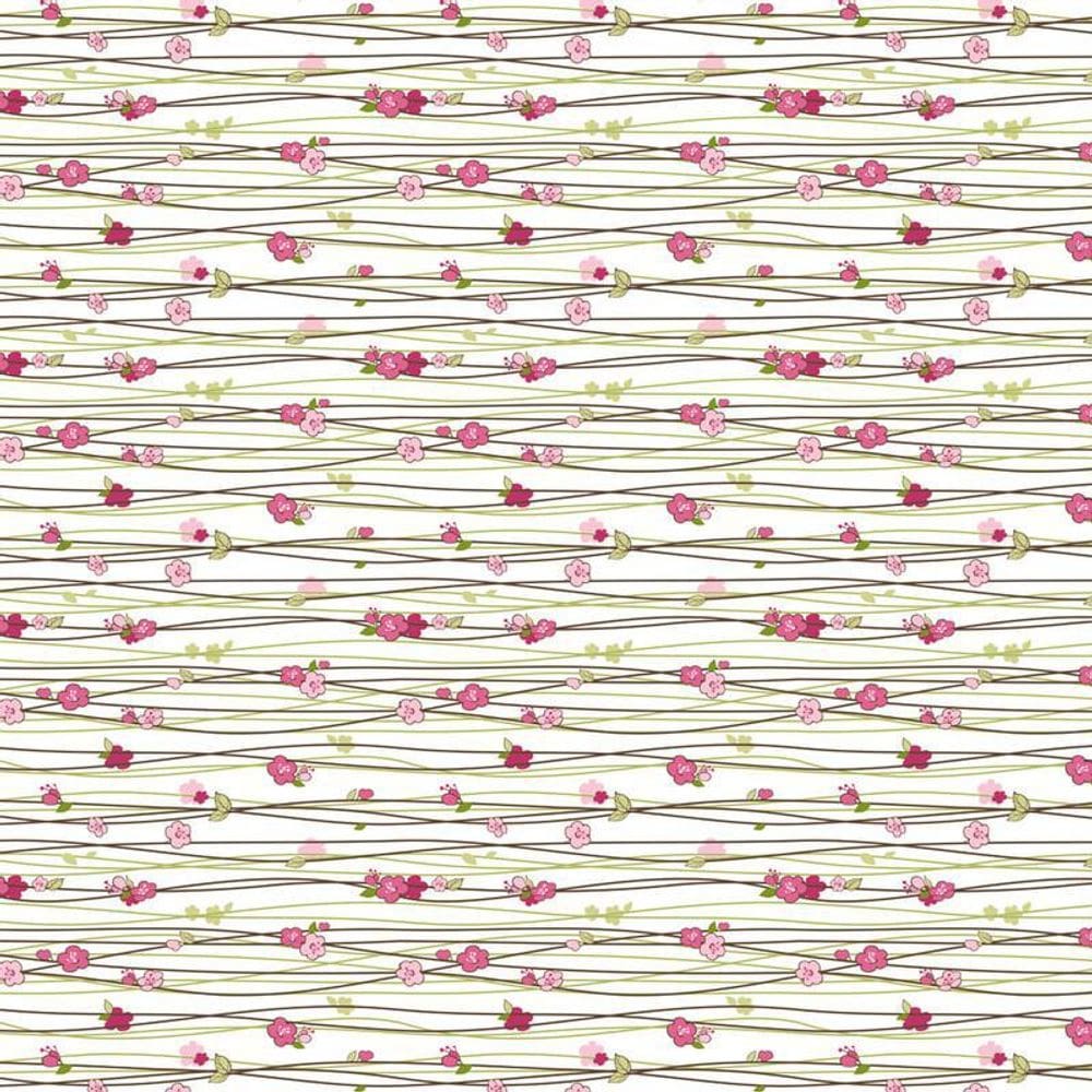 Papel De Parede Linhas Flores Rosas Adesivo Sala Quarto