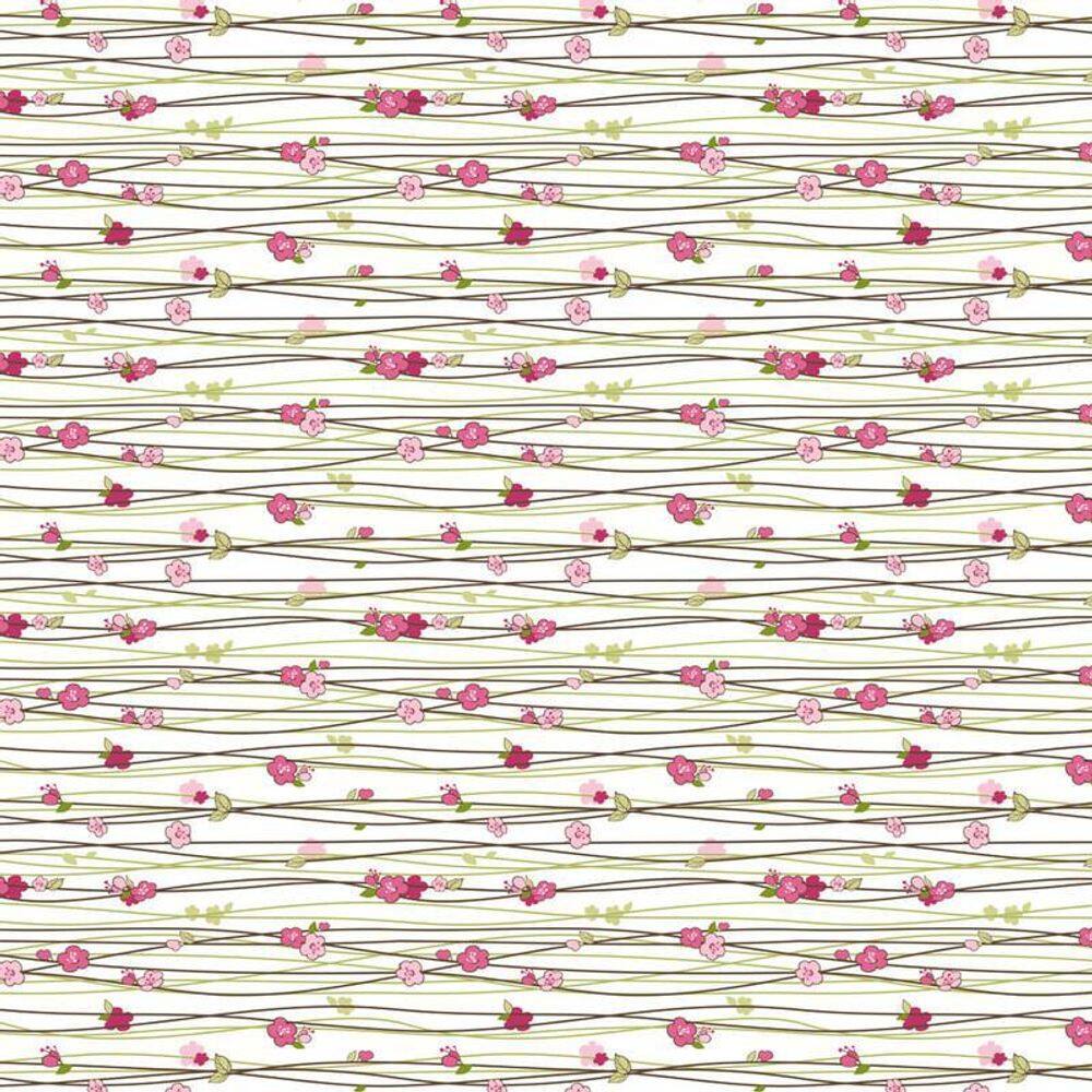 Papel De Parede Linhas Flores Rosas Adesivo Sala Quarto