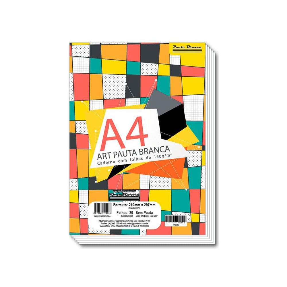Bloco Para Desenho A4 150 G 10 Folhas 10Un Pauta Branca