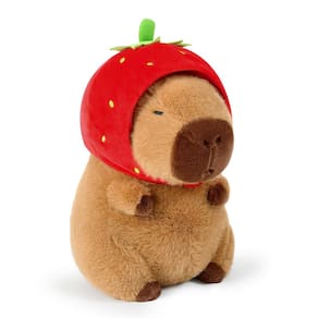 Brinquedo de pelúcia Ditucu Cute Capivara com chapéu de morango 43 cm marrom