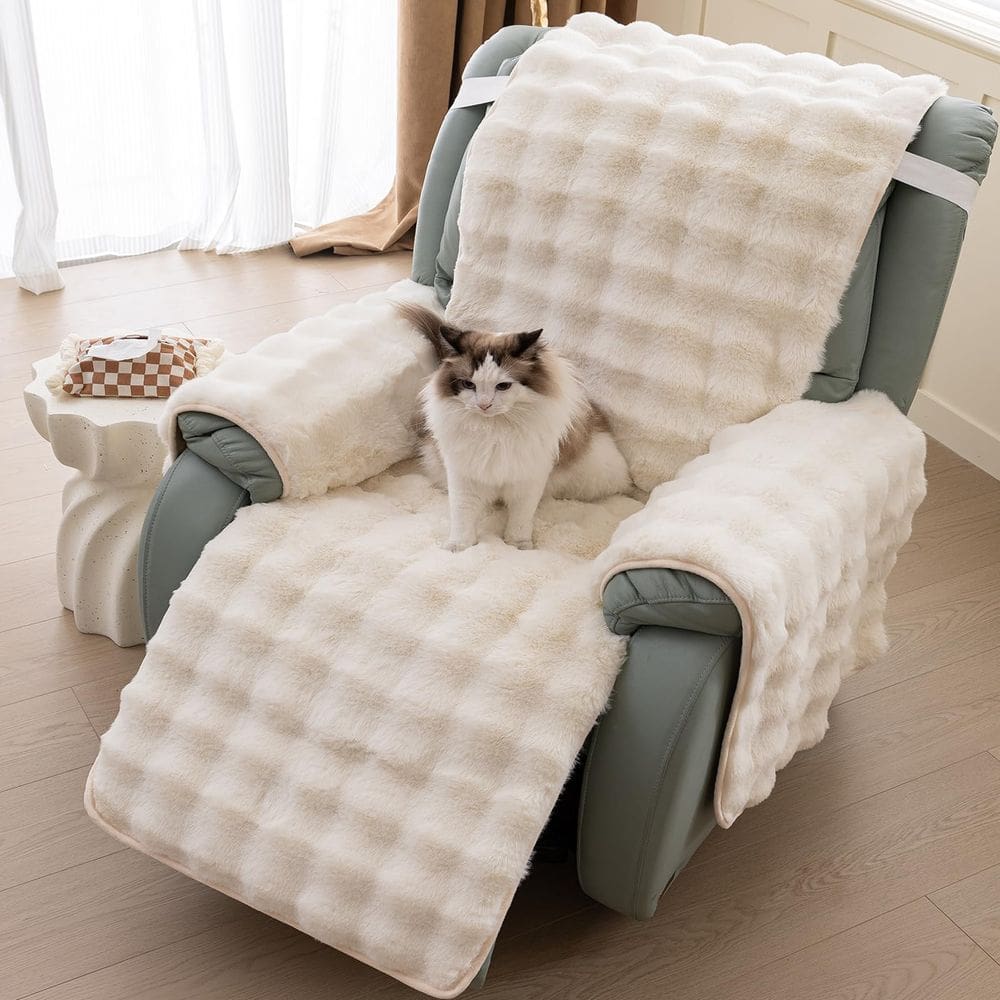 Cadeira reclinável de pelúcia Slipcover LiveGo Thick Rabbit 60 cm creme