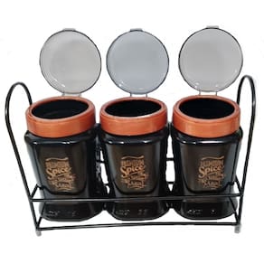 Kit 3 Potes Multiuso Cozinha Especiarias Gourmet Com Suporte