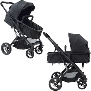 Carrinho de Bebê Reversível Passeio Baby Style 15kg com Moisés Confortável Capota Ajustável Preto