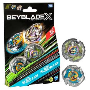 Pacote duplo Beyblade Top Hasbro X Bite Croc 3-60LF e Sting Unicorn 4-60P