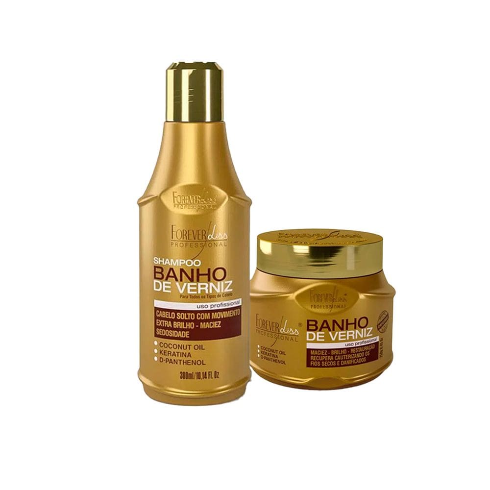 Kit Banho Verniz Shampoo 300ml e Máscara 250g Forever Liss