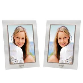 Conjunto 2 Porta-Retratos Vidro Reto Prime Borda Prata 10x15 Vertical – Tuut
