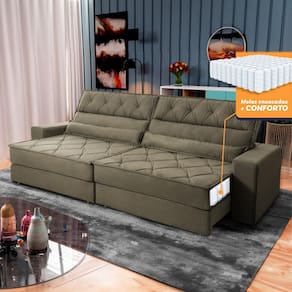 Sofá Retrátil Reclinável 2,30m Albany Suede Velut Tabaco Molas Ensacadas - King House
