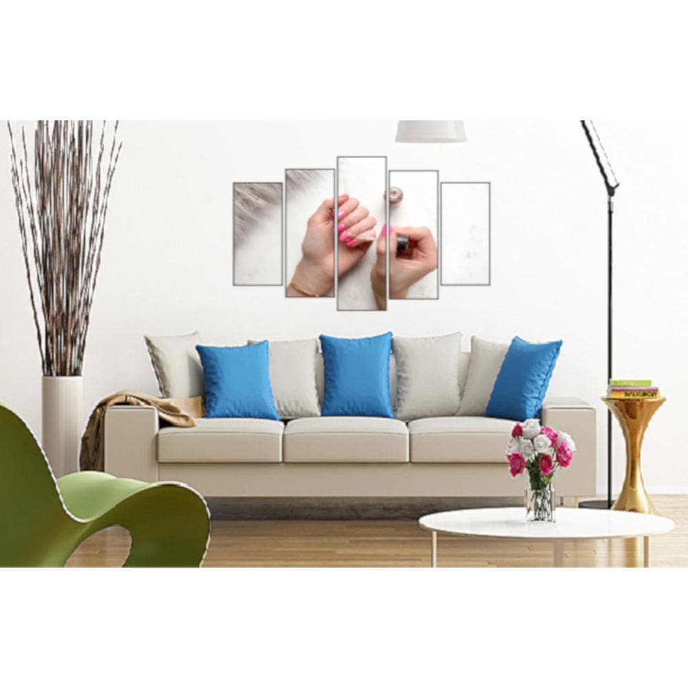 Quadro Decorativo Mosaico 5 Peças Mod854 Unha Rosa Manicure