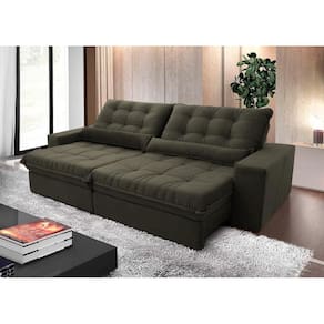 Sofá Retrátil Reclinável Zurique 2,70m Suede Velut Tabaco Molas no Assento - King House
