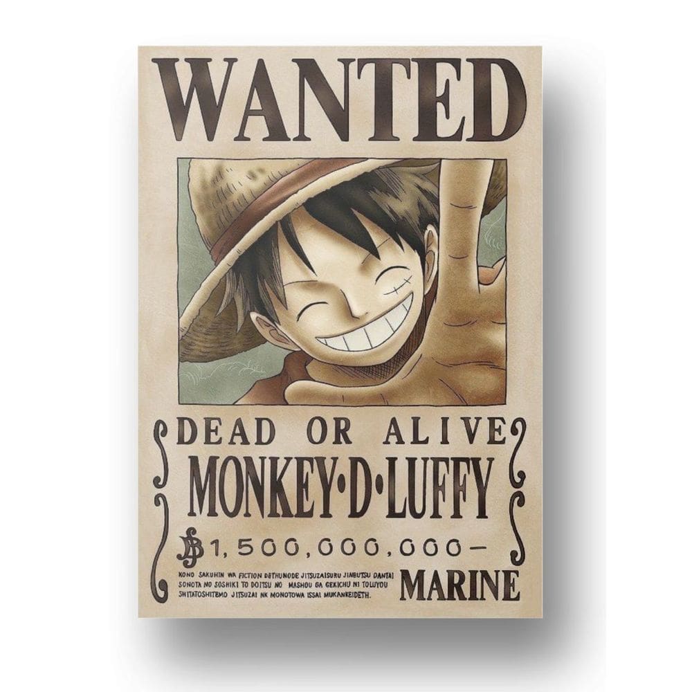 Placa de metal Decoração Cartaz de Procurado Luffy One Piece