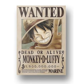 Placa de metal Decoração Cartaz de Procurado Luffy One Piece